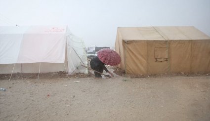 بارش باران در مناطق زلزله زده سرپل ذهاب + تصاویر