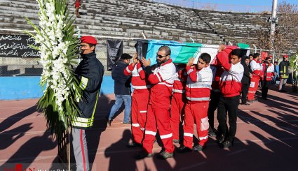 مراسم وداع و تشییع کوهنوردان خراسانی در ورزشگاه تختی مشهد

