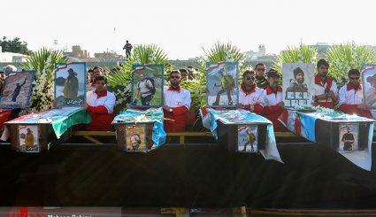 مراسم وداع و تشییع کوهنوردان خراسانی در ورزشگاه تختی مشهد
