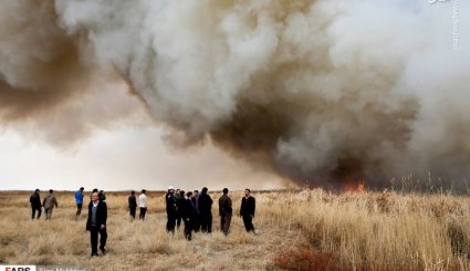 مهار آتش‌سوزی تالاب میقان