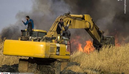 مهار آتش‌سوزی تالاب میقان