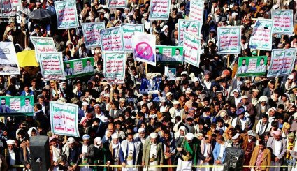 تصاویری از تظاهرات مردمی در صعده علیه طرح معامله ترامپ