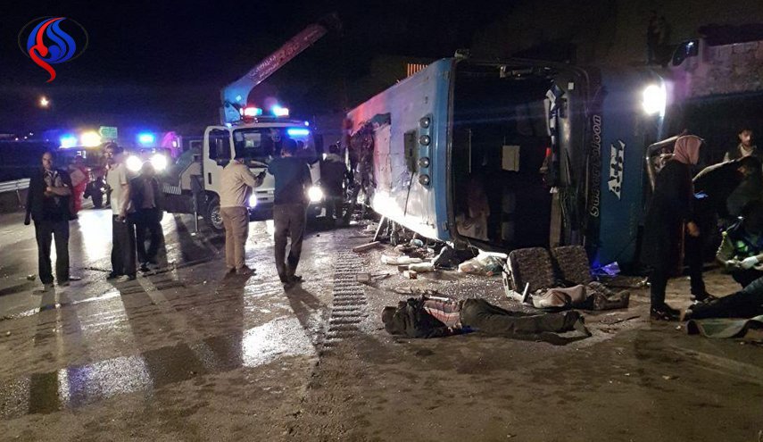 واژگونی مرگبار اتوبوس در ناحيه گدوک محور فيروزكوه + اسامی مجروحین