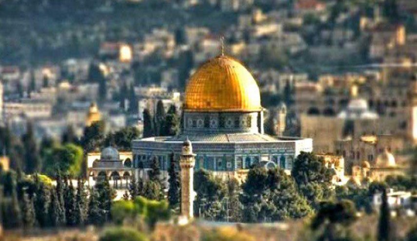 تظاهرات فلسطینیان علیه ترامپ در محوطه مسجدالاقصی