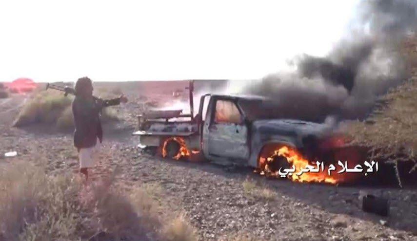 تدمير طقم في نجران ومصرع طاقمه وتفجير آخر في الجوف