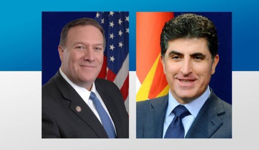 رایزنی تلفنی «پامپئو» با «نیچروان بارزانی» درباره تشکیل دولت جدید عراق