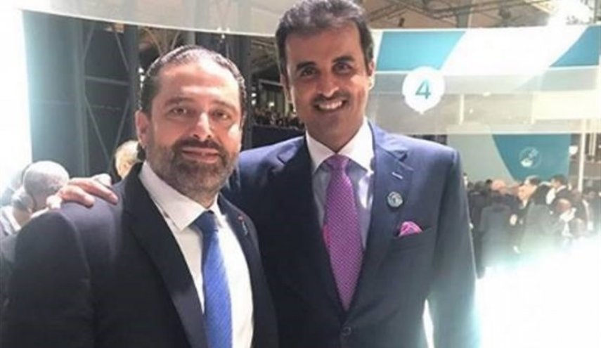 سلفی حریری و امیر قطر در پاریس جنجال‌برانگیز شد
