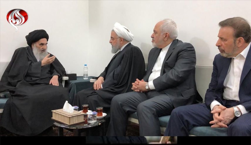 تصویری از دیدار رئیس جمهور با آیت الله سیستانی