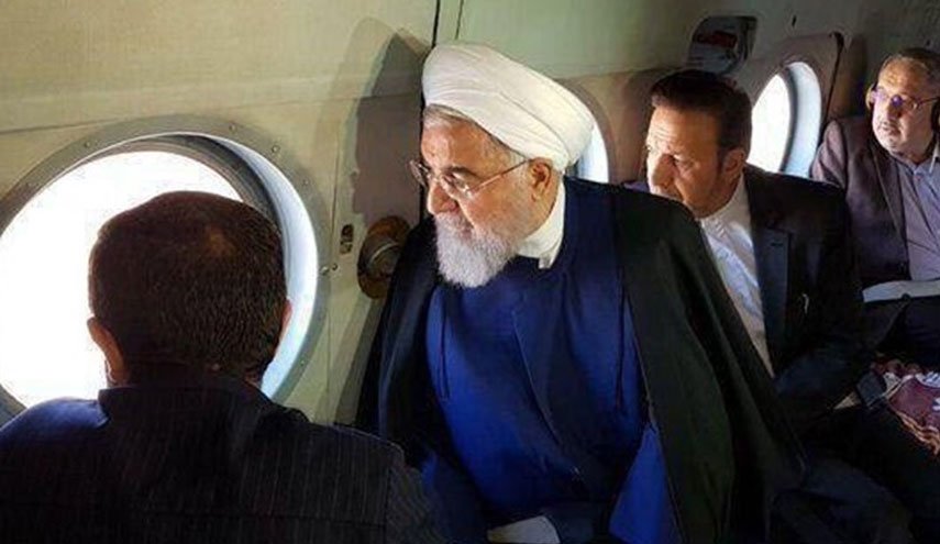 بازدید هوایی رییس جمهوری از مناطق سیل زده خوزستان