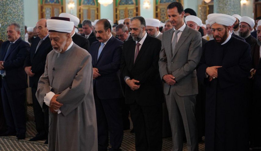 حضور بشار اسد در نماز عید فطر دمشق + تصاویر