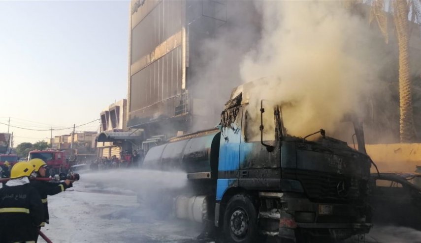 بالصور.. اخماد حريق اندلع في صهريج وقود بالنجف الاشرف