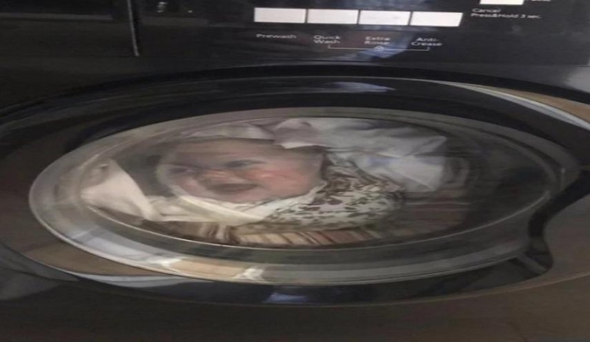 مشهد مرعب..صدمة أب بعدما شاهد طفله داخل غسالة ملابس 