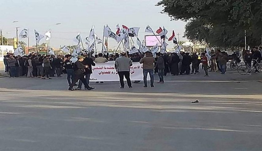 شاهد: تظاهرة شعبية في ديالى احتجاجاً على الاعتداء الامريكي