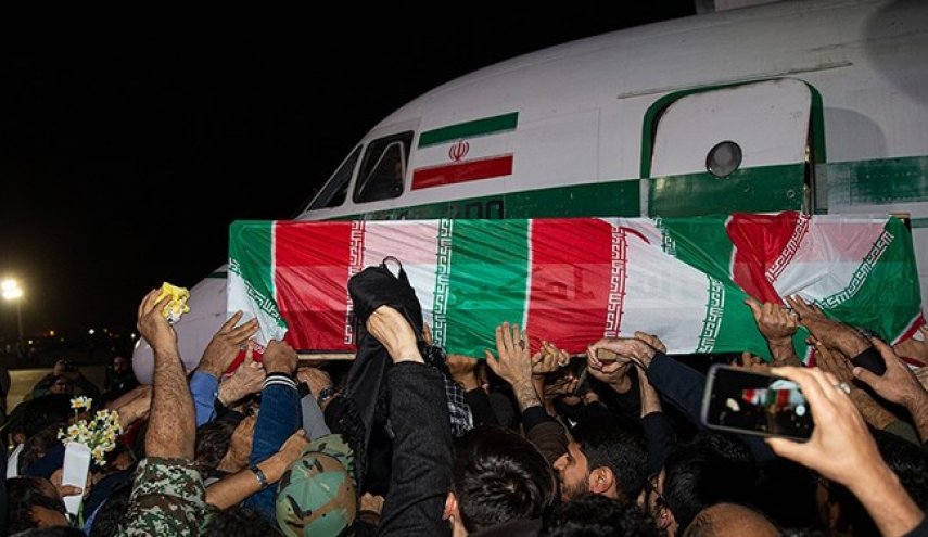 پیکر سردار شهید «حاج قاسم سلیمانی» و هم‌رزمانش وارد تهران شد