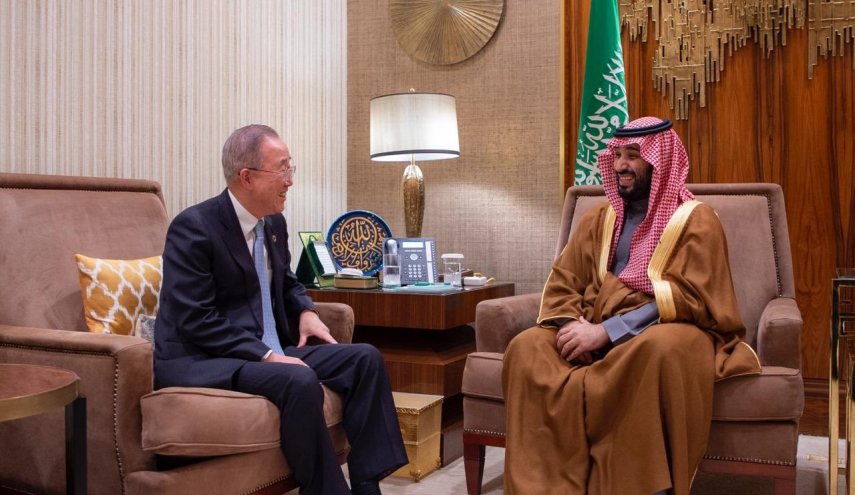 محمد بن سلمان يلتقي بان كي مون ورئيس منتدى 