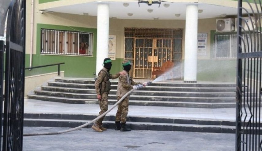  مشارکت گردان‌های «القسام» در ضد عفونی کردن نوار غزه + عکس