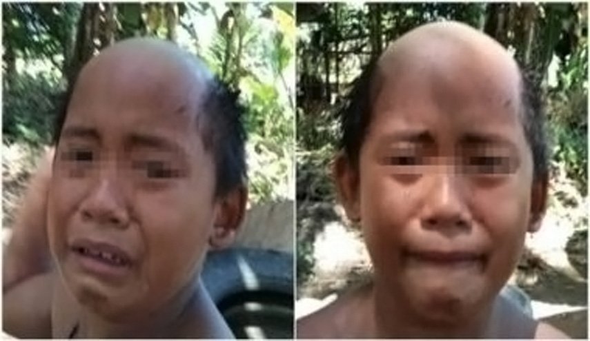 بالصور.. فلبيني يقص شعر ابنه بطريقة مهينة لمنعه من الخروج!