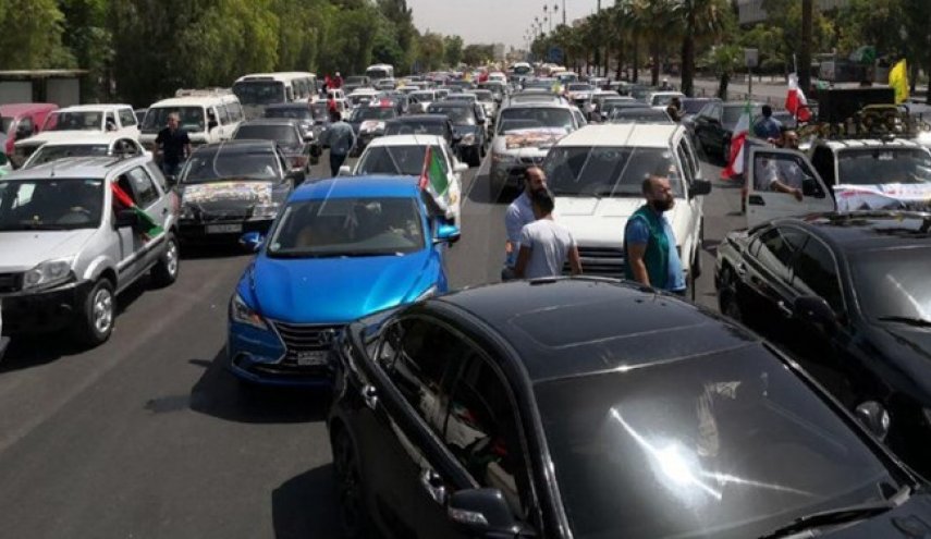 راهپیمایی خودرویی در دمشق به مناسب روز جهانی قدس