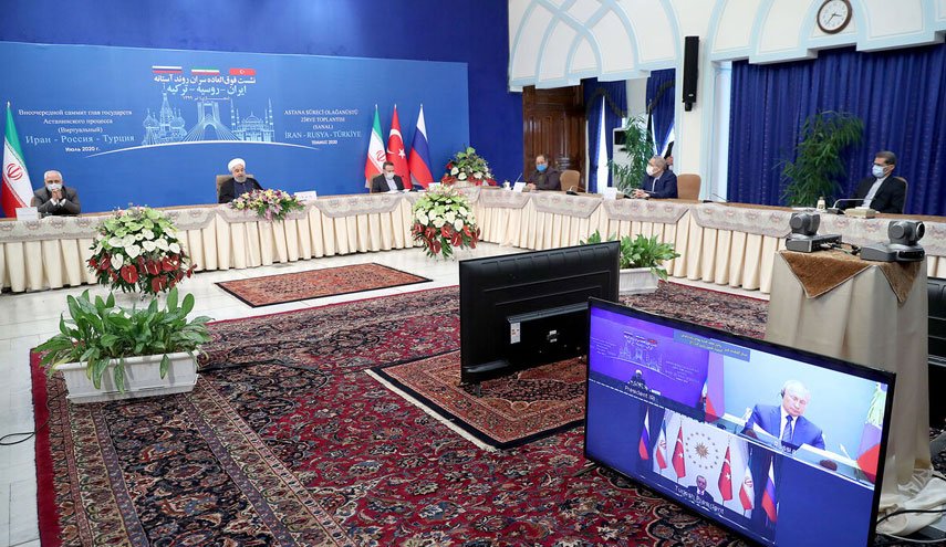 بیانیه مشترک نشست مجازی سران روند آستانه/ جامعه بین الملل به دور از تبعیض کمک‌های خود به مردم سوریه را افزایش دهد/  تعهد ایران، روسیه و ترکیه به حاکمیت و تمامیت ارضی سوریه