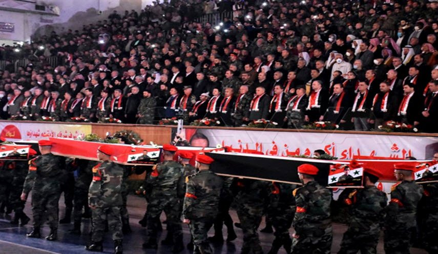 مراسم تشييع وتأبين 46 شهيداً من لواء القدس بحلب
