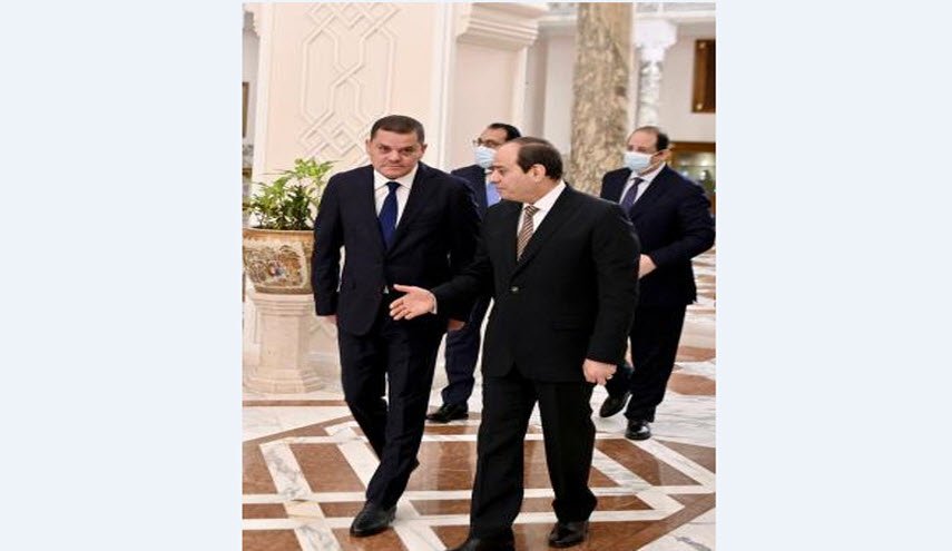 الرئيس المصري يستقبل رئيس الحكومة الليبية الجديدة 
