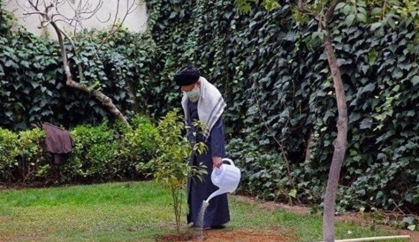رهبر معظم انقلاب اسلامی دو اصله نهال میوه غرس کردند
