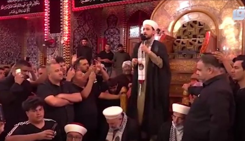 فریاد «مرگ بر اسرائیل» علمای مسجدالاقصی در حرم امام حسین(ع) + فیلم
