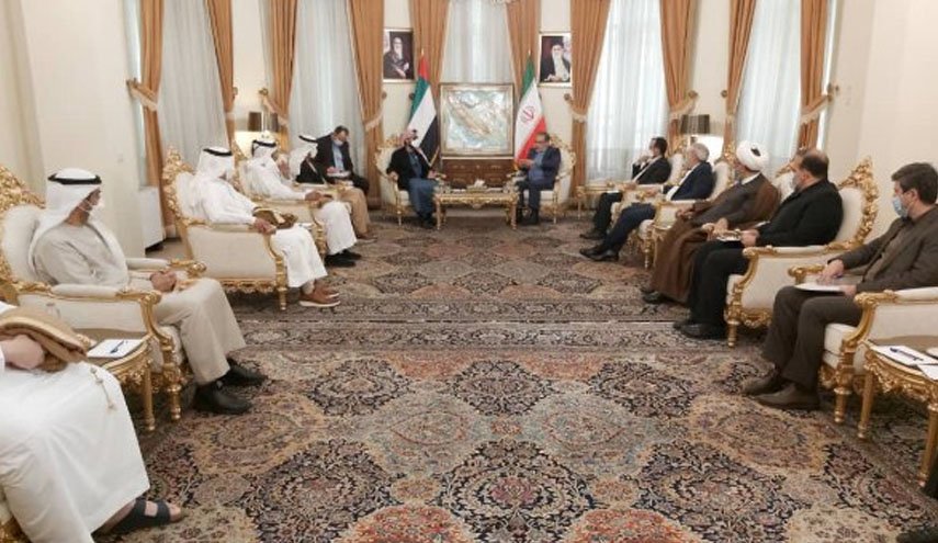 شمخانی در گفت وگو با مقام اماراتی: تنها در سایه همکاری کشورهای منطقه ثبات و امنیت پایدار برقرار می‌شود/ شیخ طحنون: ایران کشوری بزرگ و قدرتمند و دارای موقعیت منحصر به فرد ژئوپولیتیکی است