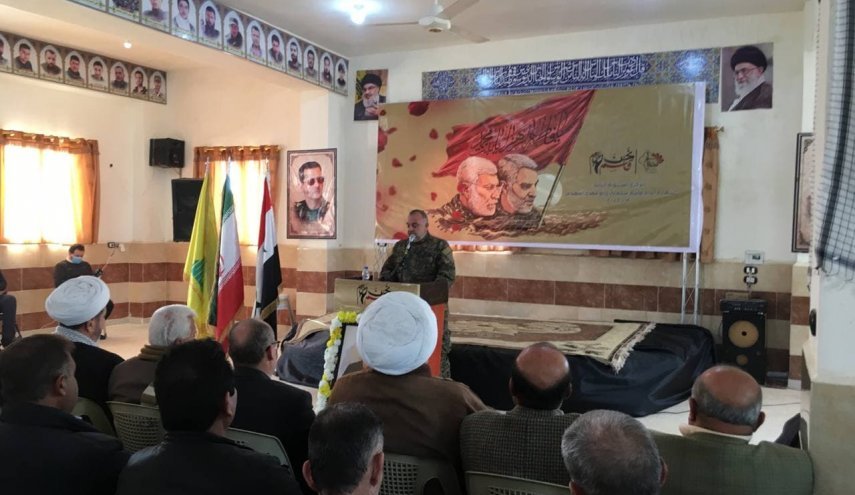 تصاویری از مراسم سالگرد شهادت سردار سلیمانی و المهندس در نبل و الزهرا سوریه
