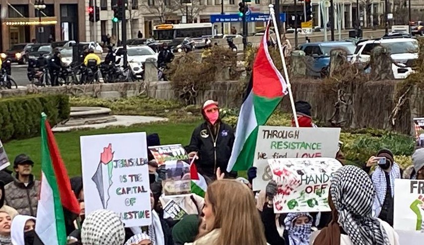 مظاهرة في شيكاغو رفضا لانتهاكات الاحتلال ضد المقدسات والفلسطينيين