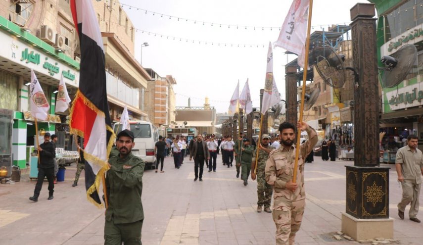 بالصور.. الحشد الشعبي يزف احد شهدائه بالنجف الاشرف