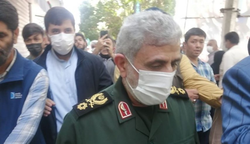 حضور سردار قاآنی در جمع راهپیمایان روز قدس لشکر فاطمیون در مشهد
