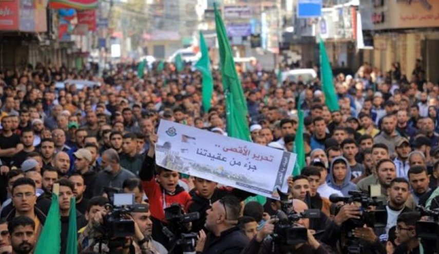 تظاهرات فلسطینیان در شمال غزه در حمایت از مسجدالأقصی و کرانه باختری

