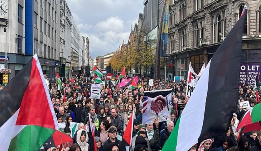 تجمع گسترده حامیان فلسطین در ایرلند

