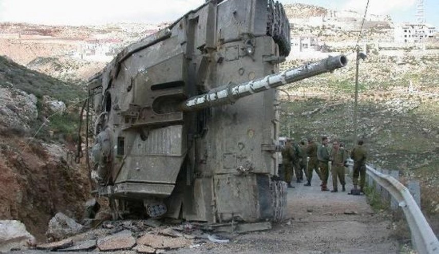 تصاویری از هدف قراردادن تانک مرکاوا رژیم اسرائیل توسط رزمندگان قسام