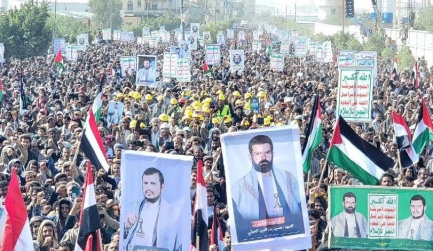  حضور گسترده یمنی‌ها در راهپیمایی همبستگی با غزه+ویدئو