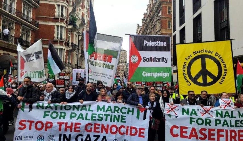 حامیان فلسطین در لندن برای نوزدهمین هفته متوالی تظاهرات کردند
