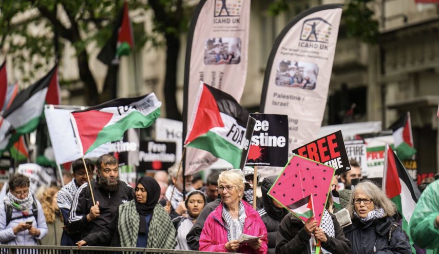 تظاهرات حامیان فلسطین در آستانه برگزاری کنفرانس سالانه حزب حاکم انگلیس
