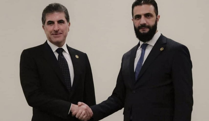 دیدار رئیس اقلیم کردستان عراق با رئیس دولت موقت سوریه