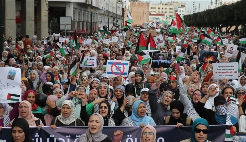 برگزاری ۱۰۵ تظاهرات در ۵۸ شهر مغرب در حمایت از غزه